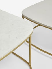 Light Grey Valencia Marble and Mango Wood Nest of 2, Rectangular Coffee Tables - Image 6 of 8