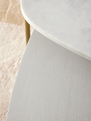 Light Grey Valencia Marble and Mango Wood Nest of 2, Rectangular Coffee Tables - Image 7 of 8