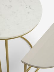 Light Grey Valencia Marble and Mango Wood Round Set of 3 Nest of Tables - Image 7 of 7