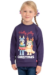 Character Purple Bluey And Bingo Christmas 100% Cotton Sweatshirt - Image 6 of 8