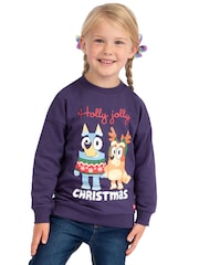 Character Purple Bluey And Bingo Christmas 100% Cotton Sweatshirt - Image 7 of 8