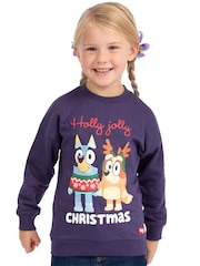 Character Purple Bluey And Bingo Christmas 100% Cotton Sweatshirt - Image 8 of 8