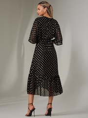 Jolie Moi Chrome black Rita Ruffle Hem Chiffon Midi Dress - Image 2 of 6