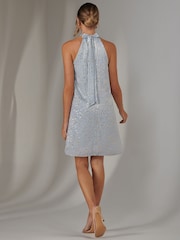Jolie Moi Blue Halter Neck Tie Mini Dress - Image 2 of 6
