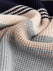 Grey Colourblock Stripe Crew Neck Knitted Jumper (3-16yrs) - Image 7 of 8