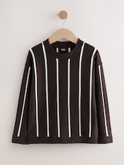Brown Vertical Stripe Crew Neck Jumper (3-16yrs) - Image 1 of 4