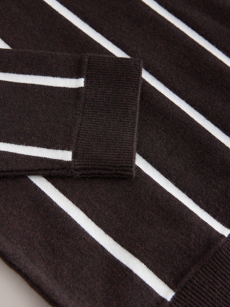 Brown Vertical Stripe Crew Neck Jumper (3-16yrs) - Image 4 of 4