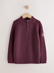 Plum Purple Utility Zip Neck Knitted Jumper (3-16yrs) - Image 11 of 19