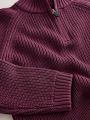 Plum Purple Utility Zip Neck Knitted Jumper (3-16yrs) - Image 13 of 19