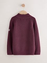 Plum Purple Utility Zip Neck Knitted Jumper (3-16yrs) - Image 14 of 19