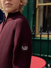 Plum Purple Utility Zip Neck Knitted Jumper (3-16yrs) - Image 18 of 19
