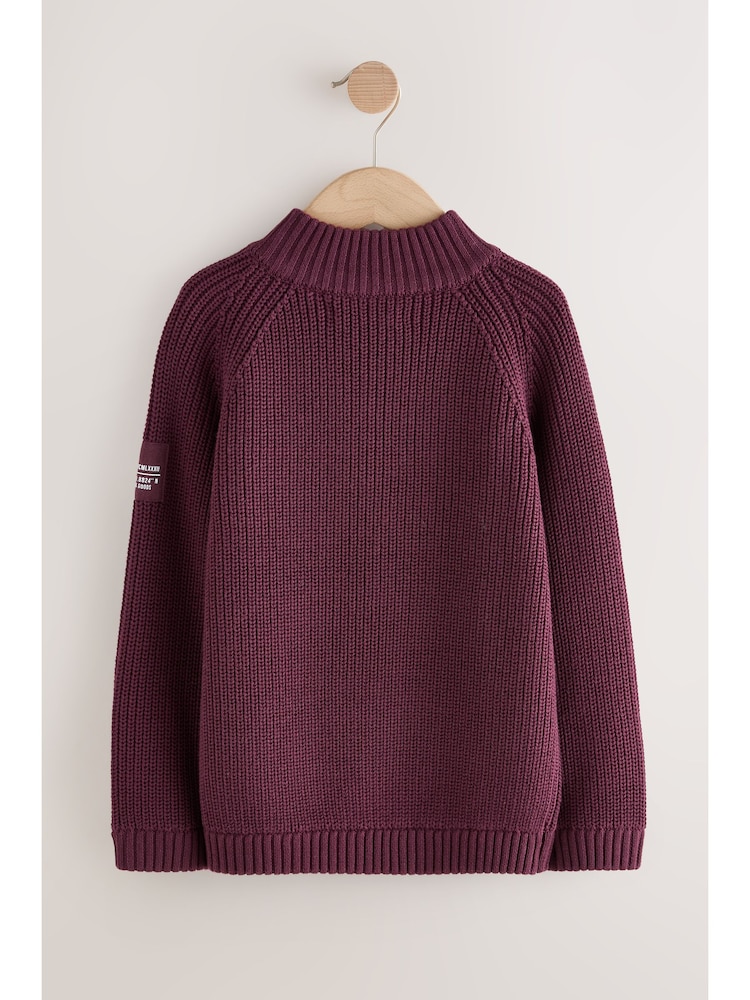 Plum Purple Utility Zip Neck Knitted Jumper (3-16yrs) - Image 1 of 19