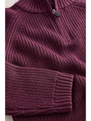 Plum Purple Utility Zip Neck Knitted Jumper (3-16yrs) - Image 3 of 19