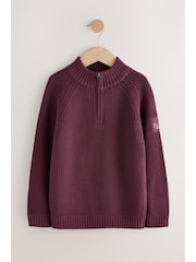 Plum Purple Utility Zip Neck Knitted Jumper (3-16yrs) - Image 4 of 19