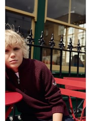 Plum Purple Utility Zip Neck Knitted Jumper (3-16yrs) - Image 5 of 19