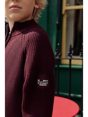Plum Purple Utility Zip Neck Knitted Jumper (3-16yrs) - Image 7 of 19
