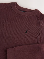 Plum Purple With Stag 100% Cotton Crew Neck Knitted Jumper (3-16yrs) - Image 4 of 4