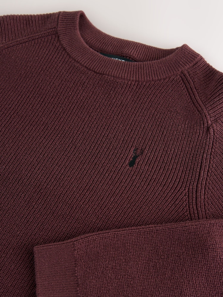 Plum Purple With Stag 100% Cotton Crew Neck Knitted Jumper (3-16yrs) - Image 4 of 4