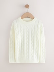Cream Cable Knit Crew Neck Jumper (3-16yrs) - Image 4 of 7