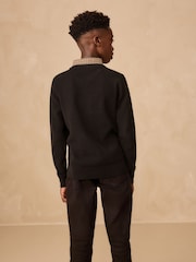 Black Mock Gingham Shirt and Crew Neck 100% Cotton Jumper (3-16yrs) - Image 3 of 3