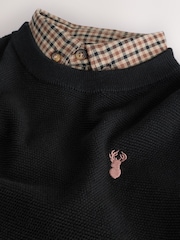 Black Mock Gingham Shirt and Crew Neck 100% Cotton Jumper (3-16yrs) - Image 7 of 7