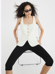 River Island Cream Square Neck Waistcoat - Image 3 of 6