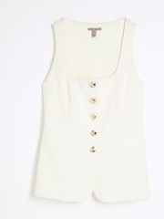 River Island Cream Square Neck Waistcoat - Image 5 of 6