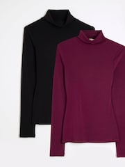 Pack de 2 tops de manga larga con cuello vuelto de River Island - Imagen 1 de 6