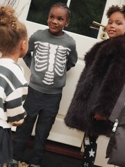Charcoal Grey Skeleton Knitted Crew Neck Jumper (3-16yrs) - Image 9 of 10