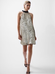 French Connection Elah Sequin Halter Neck Dress - Изображение 2 из 4