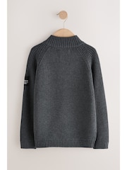 Charcoal Grey Utility Zip Neck Knitted Jumper (3-16yrs) - Image 1 of 8