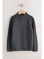 Charcoal Grey Utility Zip Neck Knitted Jumper (3-16yrs) - Image 3 of 8