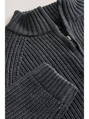 Charcoal Grey Utility Zip Neck Knitted Jumper (3-16yrs) - Image 4 of 8