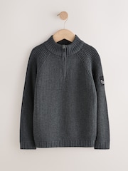 Charcoal Grey Utility Zip Neck Knitted Jumper (3-16yrs) - Image 5 of 8