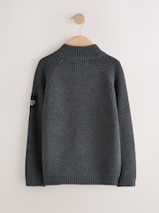 Charcoal Grey Utility Zip Neck Knitted Jumper (3-16yrs) - Image 6 of 8