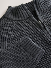 Charcoal Grey Utility Zip Neck Knitted Jumper (3-16yrs) - Image 8 of 8