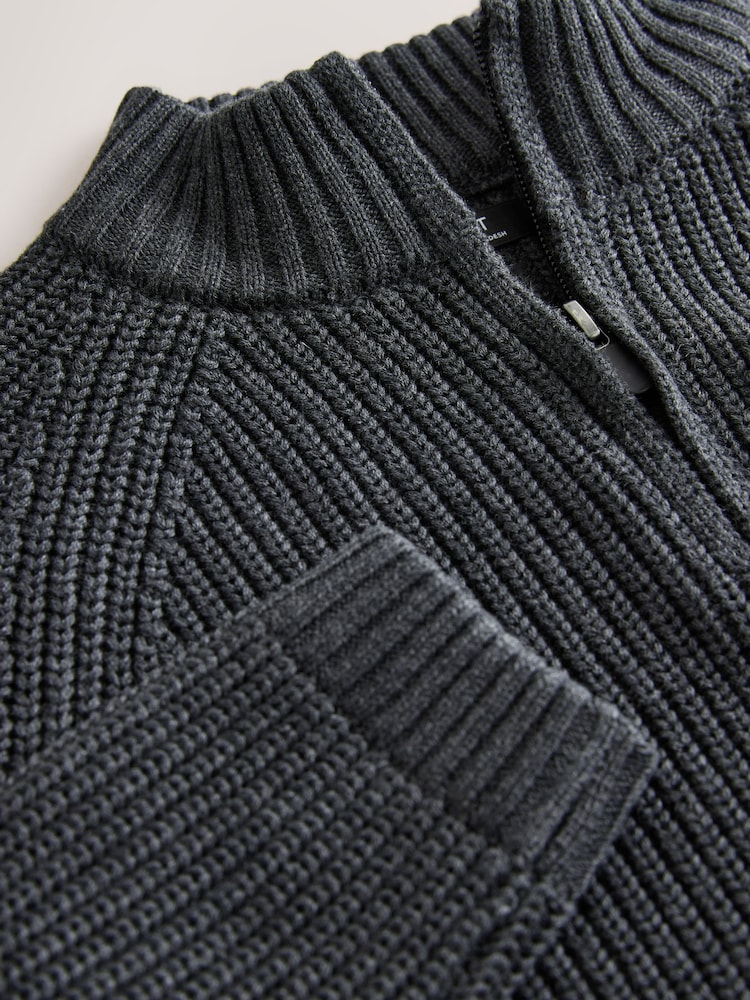 Charcoal Grey Utility Zip Neck Knitted Jumper (3-16yrs) - Image 8 of 8