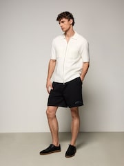 Ecru White Relaxed Fit EDIT Short Sleeve Premium Knitted Zip-Through Polo Shirt - Image 4 of 8