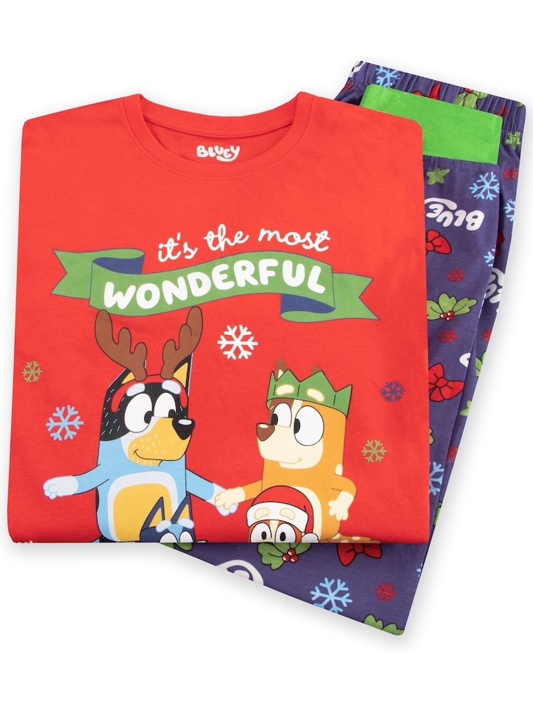 Character Bluey And Bingo Christmas 100% Cotton Pyjamas - Image 7 of 11