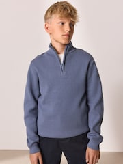 Blue Quarter Zip Jumper (3-16yrs) - Image 1 of 6