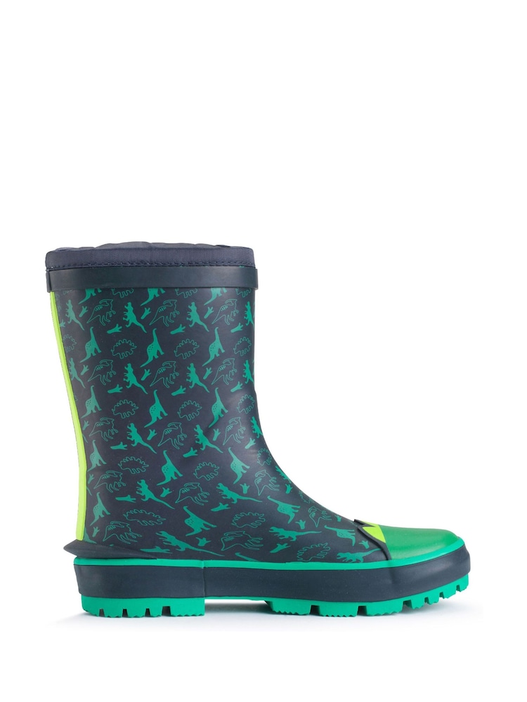 Verde - Botas de agua con diseño de dinosaurio y cordón superior Little Puddle de Start Rite - Imagen 2 de 5