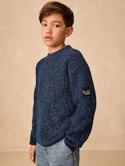 Indigo Blue Utility Knitted Crew Neck Jumper (3-16yrs) - Image 1 of 9