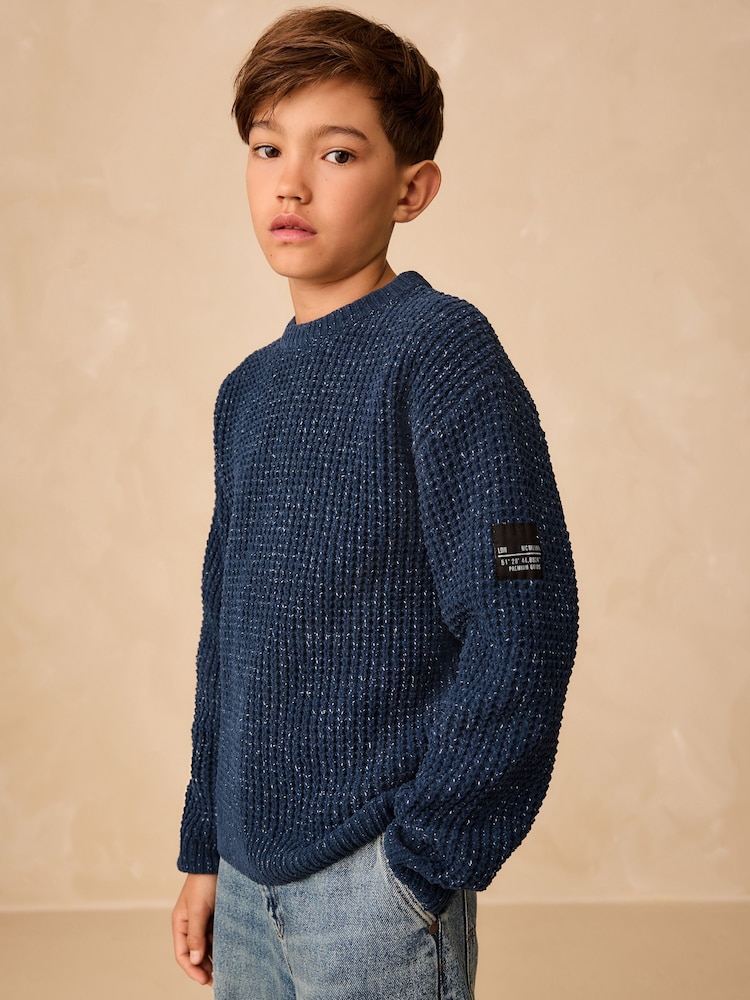 Indigo Blue Utility Knitted Crew Neck Jumper (3-16yrs) - Image 1 of 9