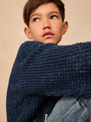 Indigo Blue Utility Knitted Crew Neck Jumper (3-16yrs) - Image 4 of 9