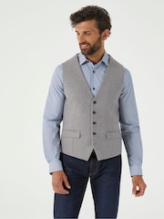 Skopes Grey Tailored Fit Tweed Effect Ingram Waistcoat - Image 1 of 4