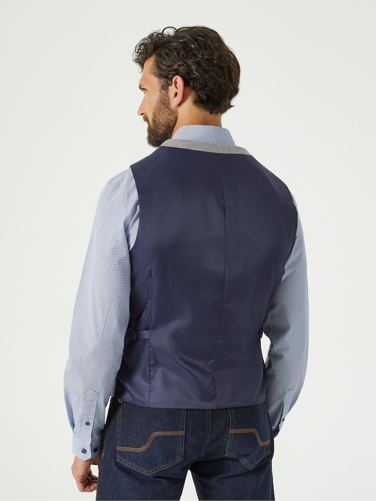Skopes Grey Tailored Fit Tweed Effect Ingram Waistcoat - Image 2 of 4