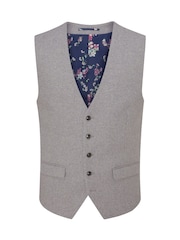 Skopes Grey Tailored Fit Tweed Effect Ingram Waistcoat - Image 3 of 4