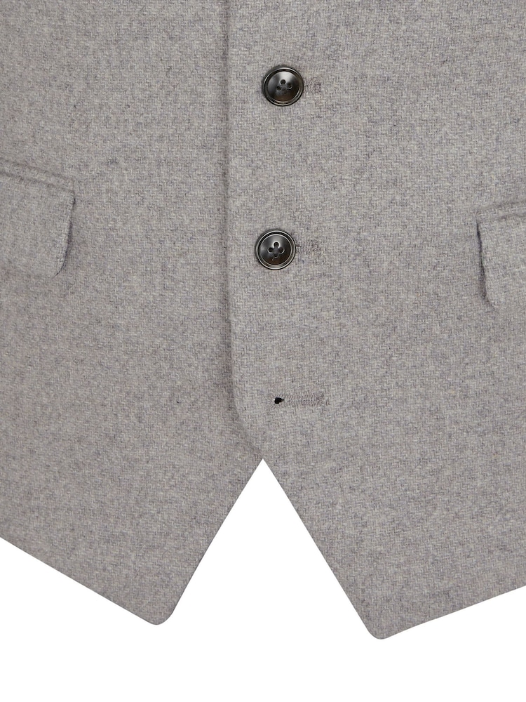 Skopes Grey Tailored Fit Tweed Effect Ingram Waistcoat - Image 4 of 4
