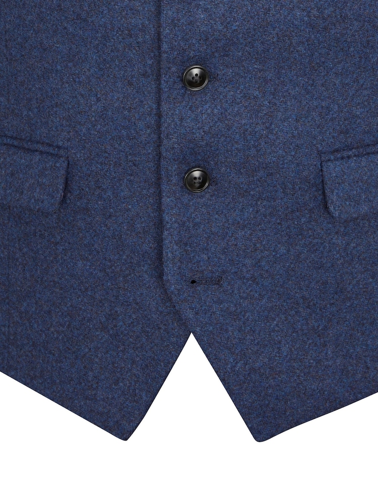 Skopes Blue Tailored Fit Tweed Effect Ingram Waistcoat - Image 4 of 4 Skopes Blue Tailored Fit Tweed Effect Ingram Waistcoat - Image 4 of 4