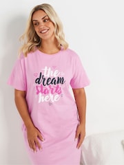 Yours Curve Pink Dream Starts Here Sleeptee 2 Pack - Image 4 of 8
